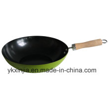 Utensilios de cocina de acero al carbono verde antiadherente Cookware Wok